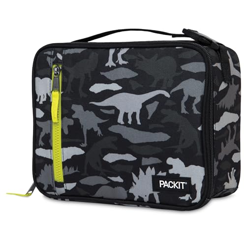 PackIt Freezable Classic Lunch Box, Dino Camo Charcoal - color: Dino Camo Charcoal