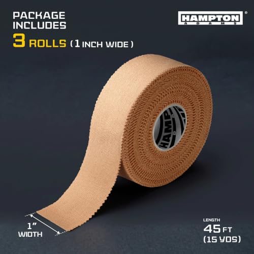 Hampton Adams Athletic Sports Tape, Very Strong, Easy Tear, No Residue - color: Beige (1 Inch)