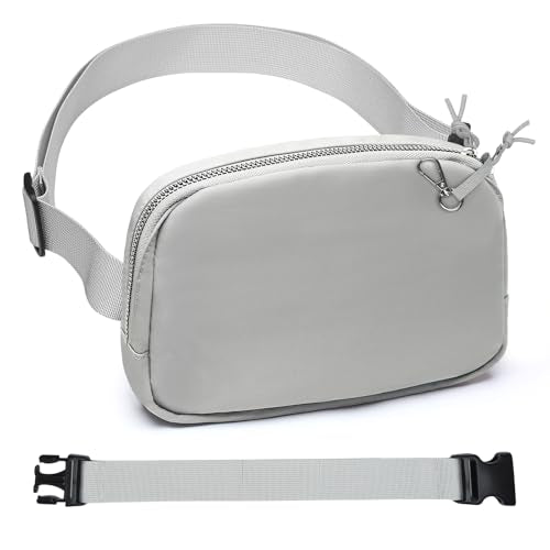 Mini Belt Bag for Women, RFID Small Fanny Pack, Womens Fashion Waist Packs with Extender Strap, Crossbody Bum Bags - color: J02-grey