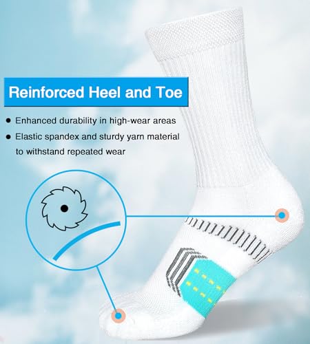 Suaskk Womens Cushioned Breathable Athletic Running Crew Socks 5 Pairs - color: White 5 Pairs, size: 6-9