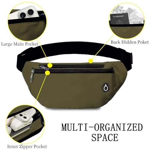 Fanny Pack for Women Men,Crossbody Water Resistant Sports Waist Bag Pack - color: 1pack-darkgreen