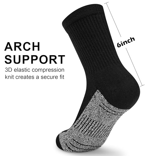 cuangya Women Crew Socks Athletic Cushioned Running Hiking 3-5 Pairs - color: 4 Pairs Black, size: 5-8
