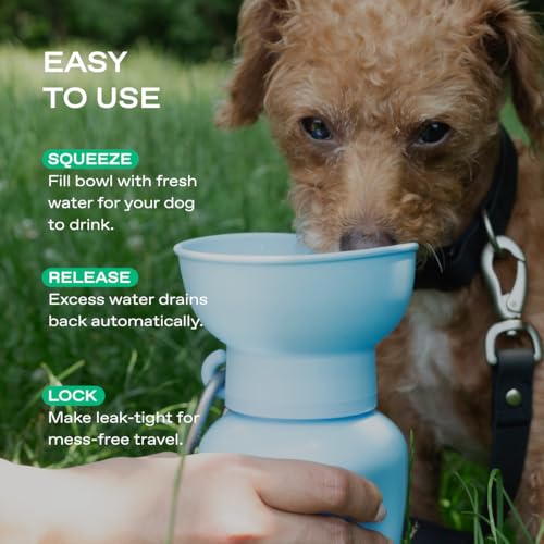 Springland 20oz Flip Portable Dog Water Bottle with Collapsible Bowl, Blue - color: Sky Blue, size: 20oz Flip