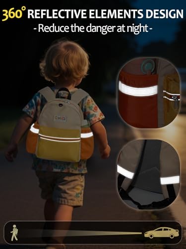 Toddler Backpack with Leash for Boys Girls Kids Kindergarten Nursery, 11” Baby Leash Backpack with Reflective, Toddler Bookbag with Anti-Lost Harness for Walking, Yellow - color: 1-yellow