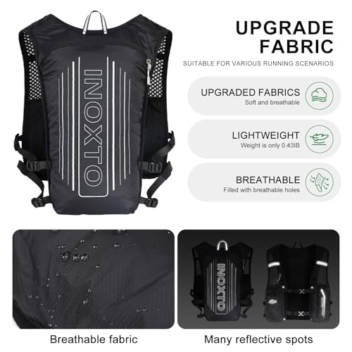 INOXTO Running Hydration Vest Backpack,Lightweight Insulated Pack with 1.5L Water Bladder Bag Daypack for Trail Hiking Running Cycling Race Marathon for Women Men - color: Dark Black