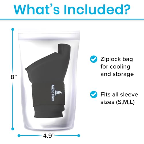 Arctic Flex Wrist & Thumb Ice Pack Wrap - Extra Strength Hot & Cold Therapy - color: Black, size: Medium