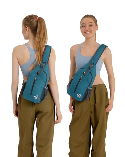 WATERFLY Crossbody Sling Backpack Sling Bag Travel Hiking Chest Bags Daypack (Teal blue) - color: B-teal Blue
