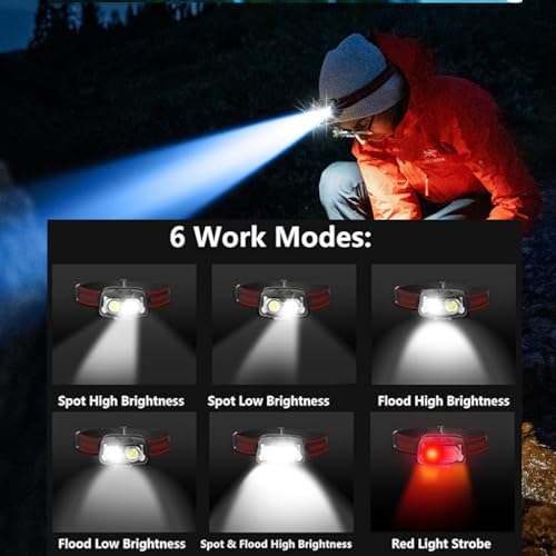 LED Headlamp Rechargeable,6Modes Super Bright Headlight Flashlight - size: 1 Pack