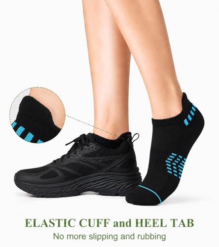 floconssy Ankle Socks for Women, Bamboo Viscose Cushioned Running Socks - color: 5 Pairs Black, size: 9-11