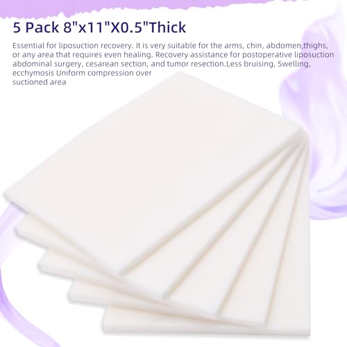 5 Pack Lipo Foam - Post Surgery Ab Board for Use with Post Liposuction Surgery Flattening Abdominal Compression Garments Liposuction Foam Pads for Recovery 8" X11