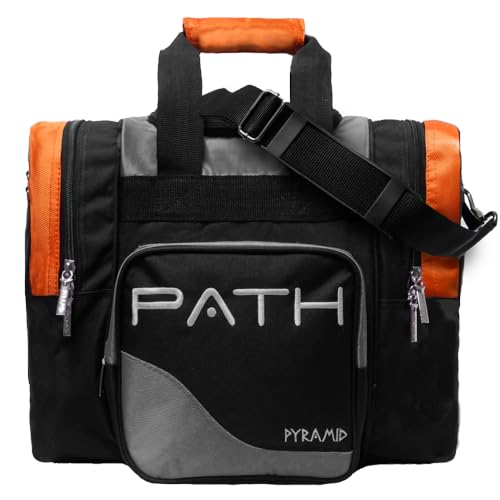 Pyramid Path Pro Deluxe Single Bowling Ball Tote - Holds One Ball, One Pair Shoes Up to Mens 15 - color: Silver/Orange