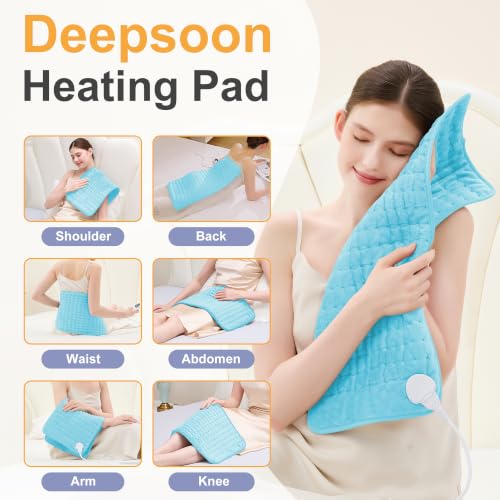 Heating Pad,Electric Heating Pad,Heating Pad for Back (LightBlue, 24"x12") - color: Babyblue, size: 24x12 Inch