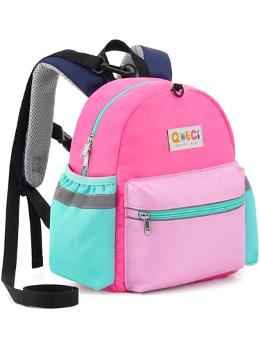 Toddler Backpack with Leash for Boys Girls Kids Kindergarten Nursery, 11” Baby Leash Backpack with Reflective, Toddler Bookbag with Anti-Lost Harness for Walking, Light Pink - color: 1-light Pink