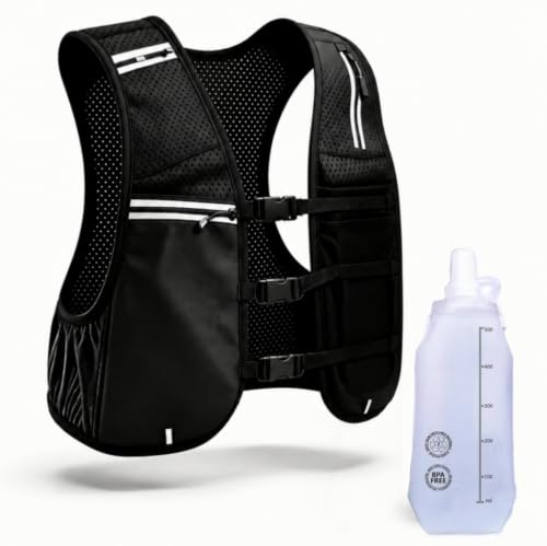 Running Vest for Women and Men,Vests with Water Bladder and Included Bottle，Lightweight Hydration Trail Running Vest - color: BLACK, size: Large-X-Large