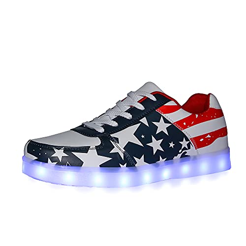 YuanRoad Unisex LED Light Up Shoes with USB Charging Glowing Luminous LED Sneakers - color: Blue, size: 7.5 Women/6 Men