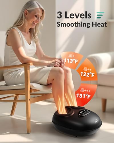 Snailax Shiatsu Foot Massager with Heat, Compression, Rolling, FSA Eligible - color: Dark Black