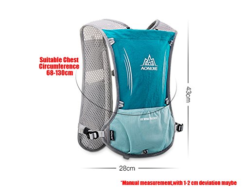 AONIJIE 5L Outdoor Sport Multifunctional Camping Backpack Cycling Running Climbing Hiking Hydration Vest Pack - color: Light Blue+1.5l Hydration Bladder