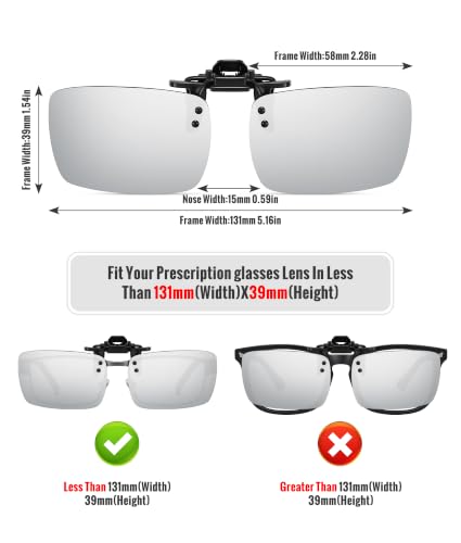 MEETSUN Polarized Clip On Sunglasses for Men Women, Fit Over Glasses - color: 1pack-silver Mirror Lens