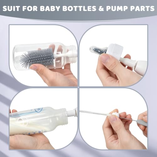 Portable Electric Bottle Brush Cleaner with Storage Box, 4-in-1 Kit - color: Gray