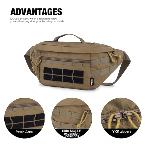 Mardingtop Tactical Fanny Pack for Men Military Crossbody Waist Belt Hip Bag for Outdoor Travel,Hiking,Running,Walking,Fishing,EDC - color: Khaki