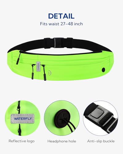 WATERFLY Running Belt Fanny Pack:Phone Holder Belt for Men Women - color: Neon green