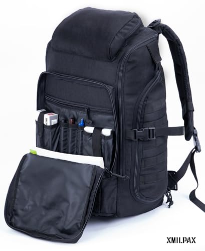 35L Tactical Backpack Military Rucksack MOLLE Quick-Access Flap EDC Pack for Hiking Camping Travel Work Bugout Emergency - color: Black