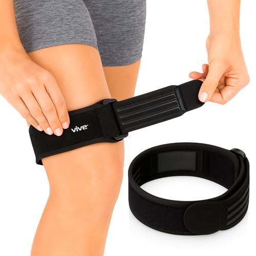 Vive IT Band Strap Iliotibial Band Compression Wrap - Outside of Knee Pain (Black, 1 Count (Pack of 1)) - style: Single