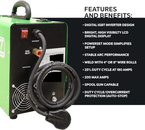 Everlast Cyclone 200ES MIG Welder - 180 Amp, Dual Voltage 110/220V, IGBT Inverter, MIG & Stick Capability