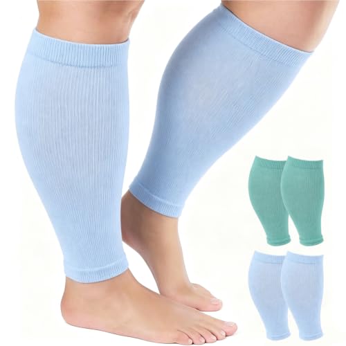 Plus Size Compression Leg Sleeves for Women Men - color: 2pcs-blue+green, style: 2XL