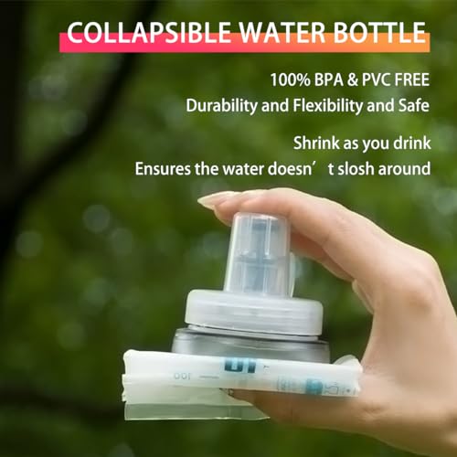 WRELS Soft Flasks Soft Running Water Flask Collapsible Soft Water Bottles Small BPA-Free for Sports Hiking Hydration Pack 500 ml/17oz，300 ml/10oz（500ml,red） - color: Red