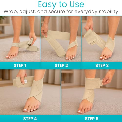 Vive Ankle Wrap (2 Pack) - Strap Heel Brace Stabilizer for Sprained Foot - color: Beige