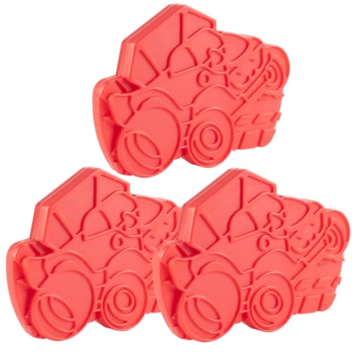 Kids Hard Ice Packs 3 Pack, Slim Reusable Freezer Packs for Lunch Boxes - color: Monster Truck Red