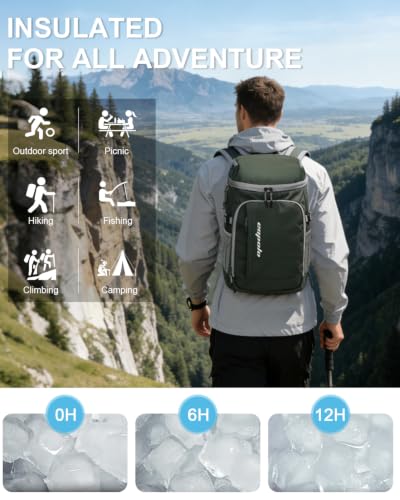 Capolo Cooler Backpack Insulated Leak Proof for Women Men Soft Cooler Bag - color: Leather Green, size: 36 Cans