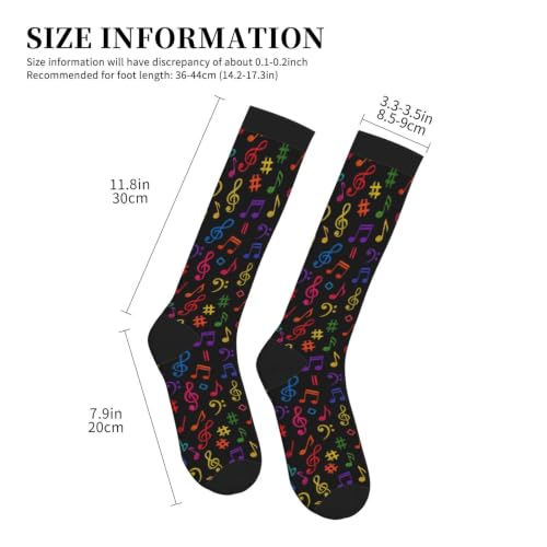 Compression Socks Knee High Circulation Support Socks For Women Men Athletic Running Hiking Cycling - color: Music