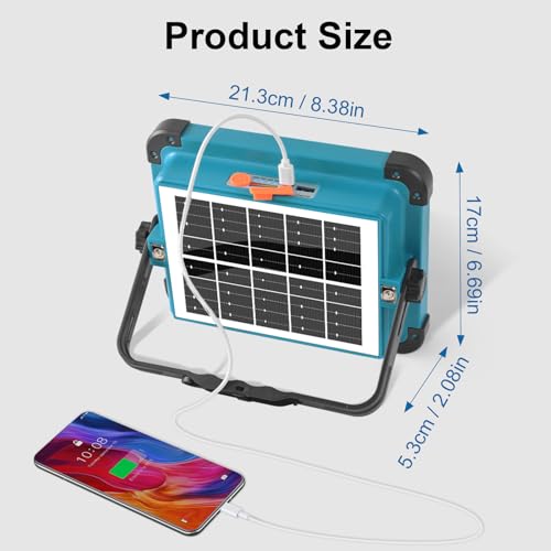 100W Rechargeable LED Solar Work Light - size: 12000mAh
