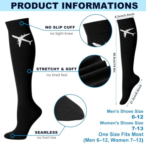 Skicuff 2 Pairs Travel Compression Socks for Men and Women - color: Black