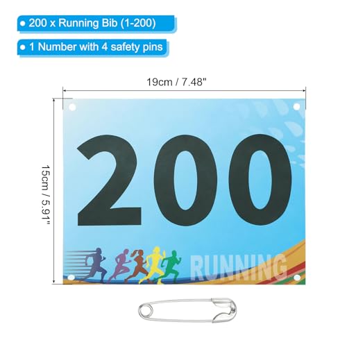 PATIKIL Tearproof Running Bib Numbers, Race Competitor Numbers - size: 7x6 Inch, style: 1-200