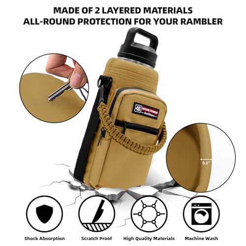 NATURE PIONEOR 26-128 oz Insulated Water Bottle Carrier Holder with Strap - color: Brown, size: 40-46oz