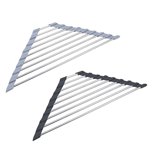 Ahyuan Roll up Dish Drying Rack Over The Sink Kitchen Roll up Sink Drying Rack Portable Dish Drainer Foldable Dish Drying Rack (Warm Gray, Triangle 16.3''X9.4'') - color: Warm Gray, size: Triangle 16.3 inches x 9.4 inches
