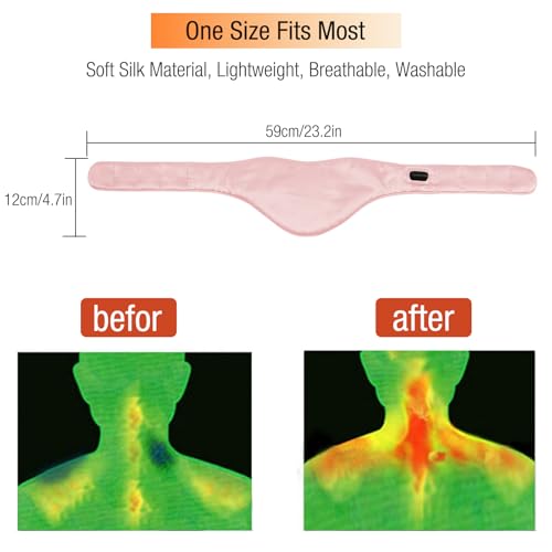 Neck Heating Pad, ARRIS Small Portable Heated Neck Wrap with Adjustable Time and Temperature Control, USB Powered Neck Pain Relief, Stiffness Relief or Postoperative Recovery Pink - color: Pink