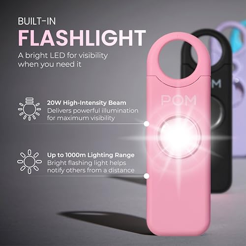 POM Pepper Spray & Personal Alarm Safety Kit – OC Self Defense Keychain Spray & Loud Emergency Alarm for Campus Safety, Women & Students - color: Black X Pink, style: Keychain Model