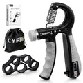 CYFIE Grip Strength Trainer Kit Adjustable 10-132Lbs Hand Exerciser Counter - color: Black