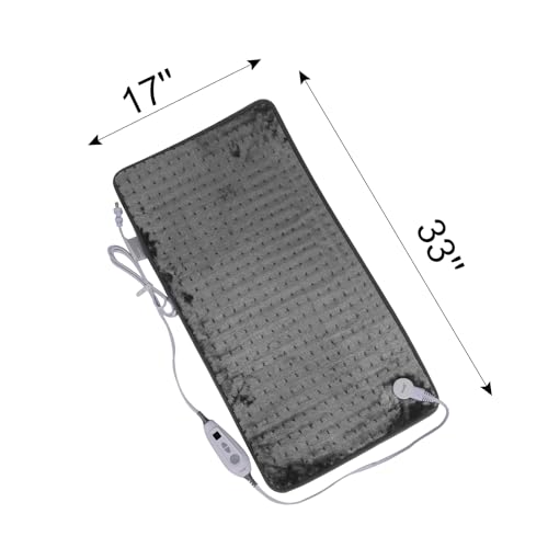 Ruqiji 17''x33'' XXXL King Size Heating Pad with 6 Temperature Settings, Flannel Electric Heating Pad/Pain Relief for Back/Neck/Shoulders/Abdomen/Legs(Gray) - color: Gray