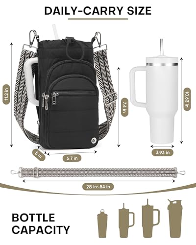 Water Bottle Holder with Strap, 40/32 oz Crossbody Bottle Carrier Bag - color: Purple