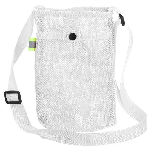 Uxcell Water Bottle Holder With Adjustable Shoulder Strap, Carrier Bag, Mesh Crossbody Carrier With Pocket for Sports, Hiking, Walking, Travel - color: White