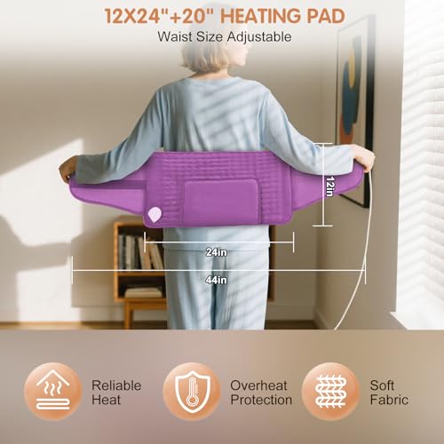 COCOBELA Heating Pad for Back Electric Waist Heat Pad Period Cramps, Lilac - color: Lilac