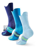 Juclise Men's Compression Running Crew Socks, 3 Pairs - color: Cobalt Blue+azure Blue+carolina Blue, size: Medium
