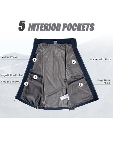 Little Donkey Andy Men's Lightweight Quick Dry Vest Windproof Sleeveless Jacket with 11 Pockets for Travel Fishing Hiking - color: Deep Blue, size: Large