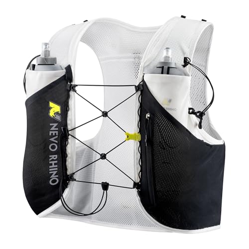 N NEVO RHINO 5L Running Vest, Water Vest Backpack with 2x500ml Soft Flasks - color: White, size: Medium