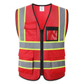 Reflective Safety Vest for Men Women Hi Vis Vest with 8 Pockets High Visibility Mesh Reflective Vest (Red-07,Large) - color: Red, size: Large